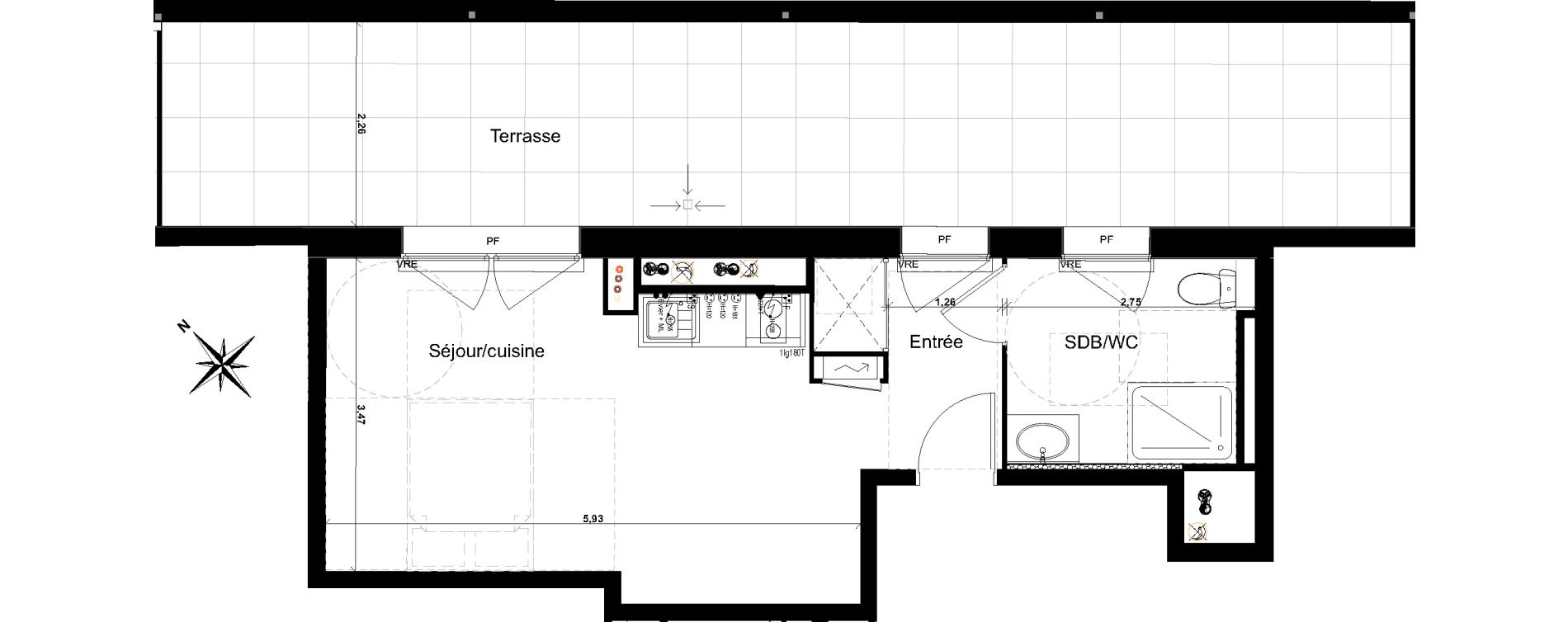 Appartement T1 de 29,57 m2 &agrave; Floirac Lib&eacute;ration