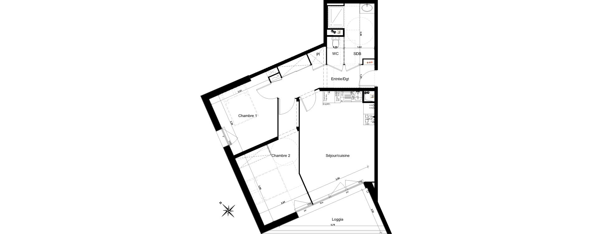 Appartement T3 de 63,27 m2 &agrave; Floirac Lib&eacute;ration