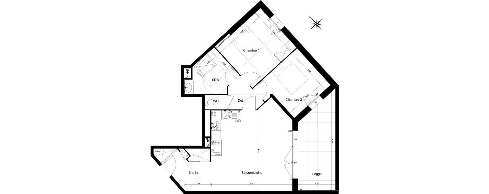 Appartement T3 de 64,83 m2 &agrave; Floirac Lib&eacute;ration