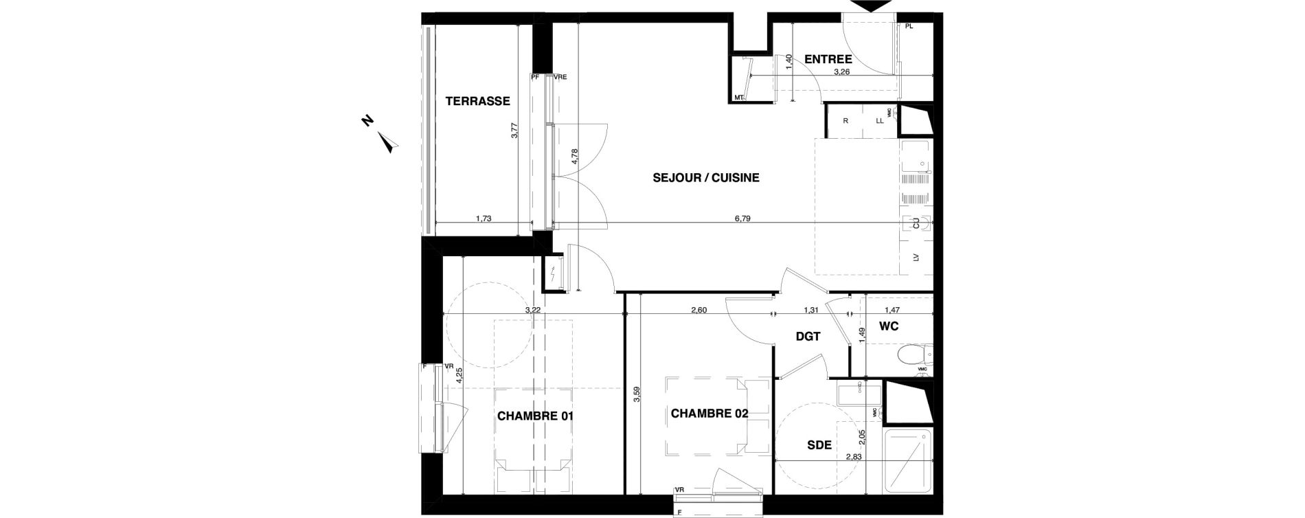 Appartement T3 de 62,13 m2 &agrave; Floirac La souys