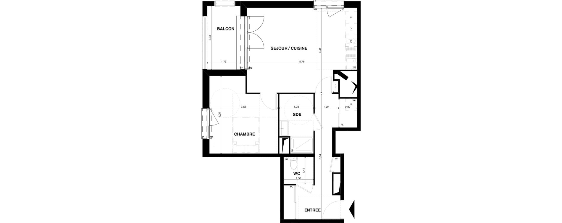 Appartement T2 de 55,42 m2 &agrave; Floirac La souys