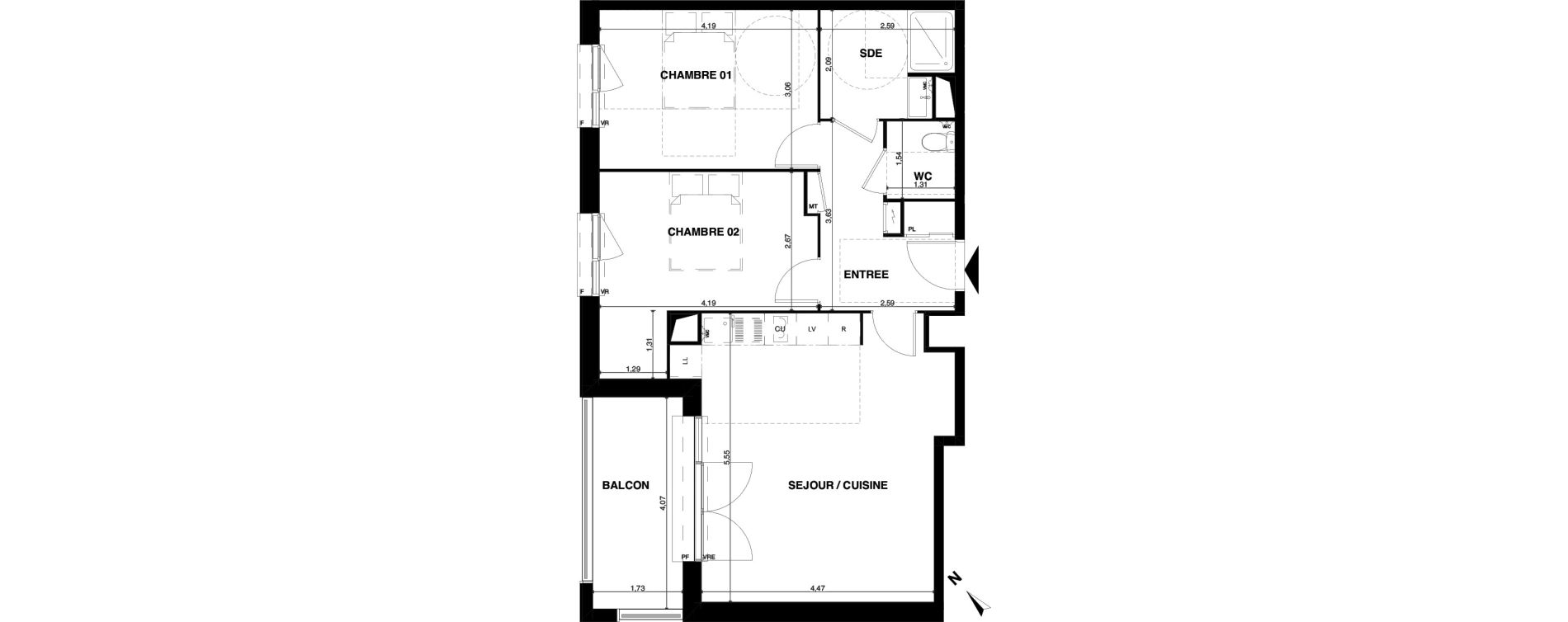 Appartement T3 de 65,02 m2 &agrave; Floirac La souys