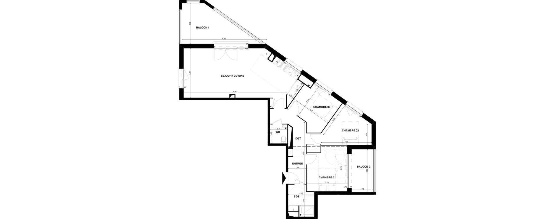 Appartement T4 de 91,06 m2 &agrave; Floirac La souys