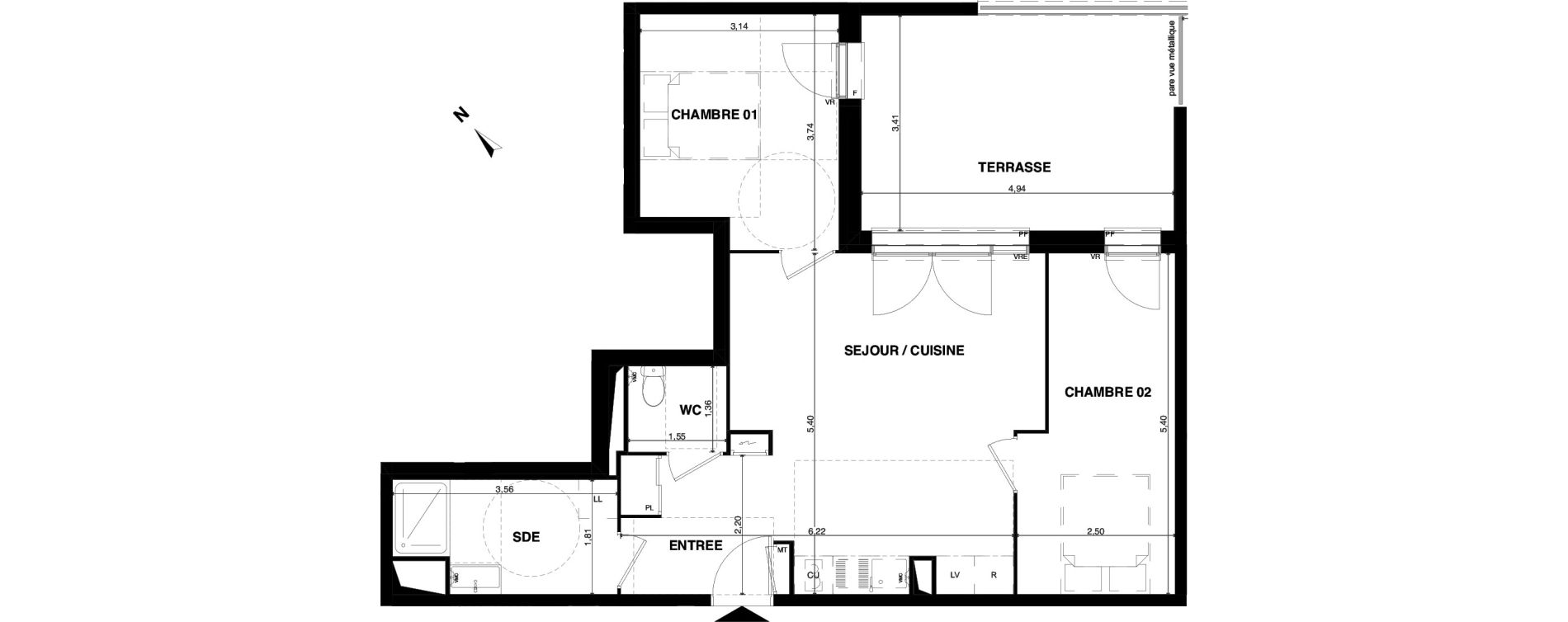 Appartement T3 de 59,69 m2 &agrave; Floirac La souys