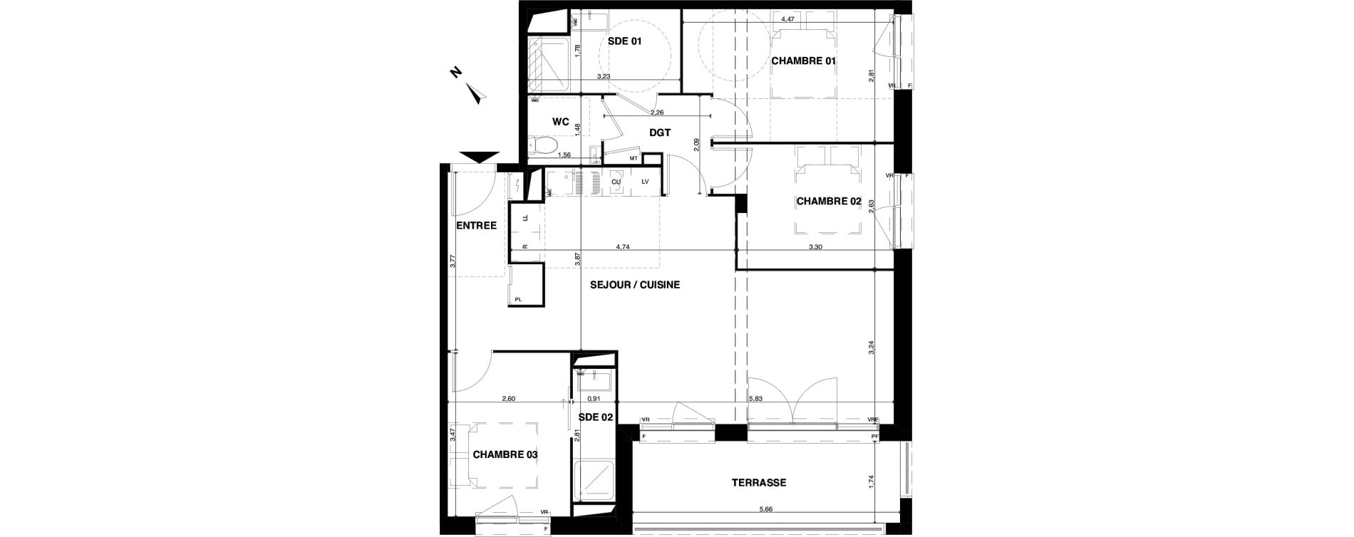 Appartement T4 de 80,06 m2 &agrave; Floirac La souys