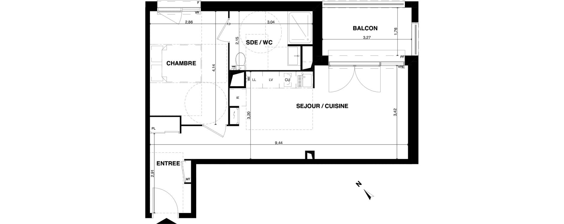 Appartement T2 de 45,10 m2 &agrave; Floirac La souys