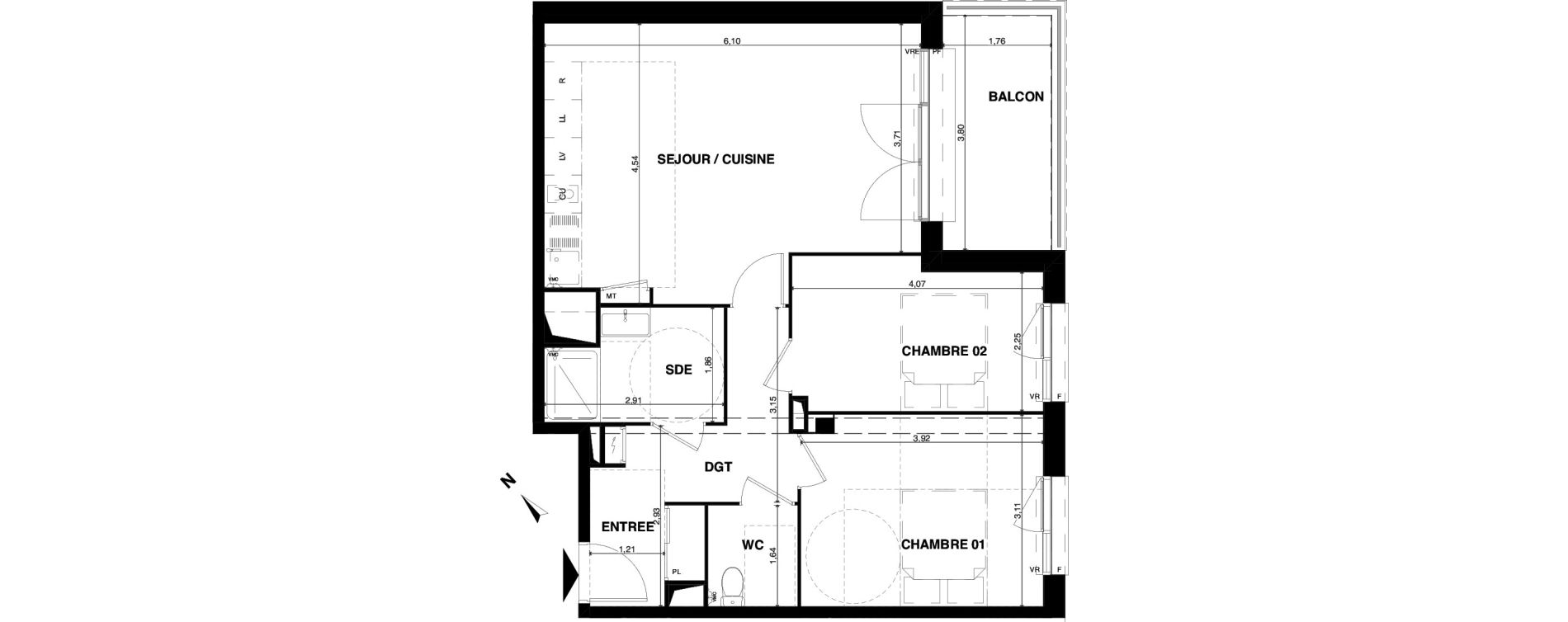 Appartement T3 de 62,83 m2 &agrave; Floirac La souys