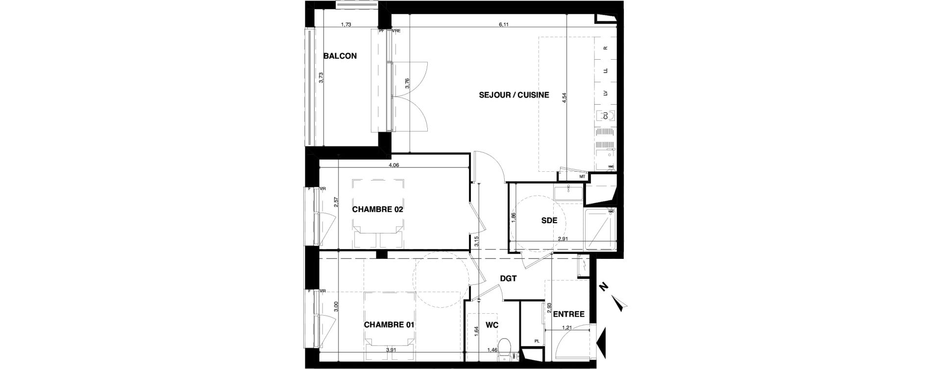 Appartement T3 de 63,24 m2 &agrave; Floirac La souys