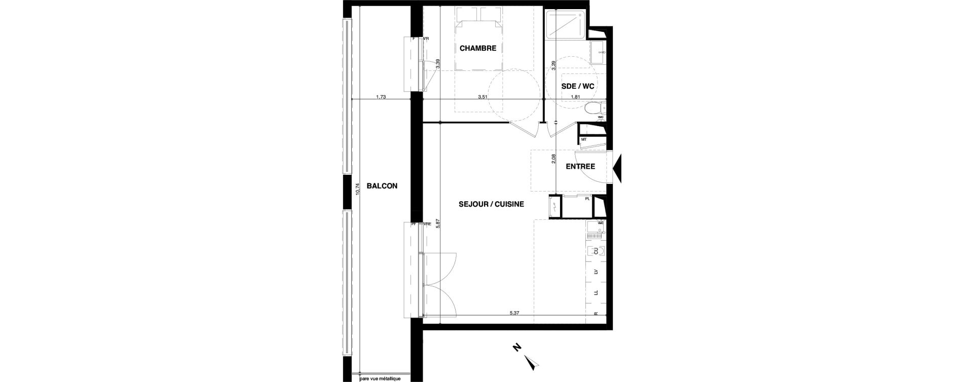 Appartement T2 de 47,67 m2 &agrave; Floirac La souys