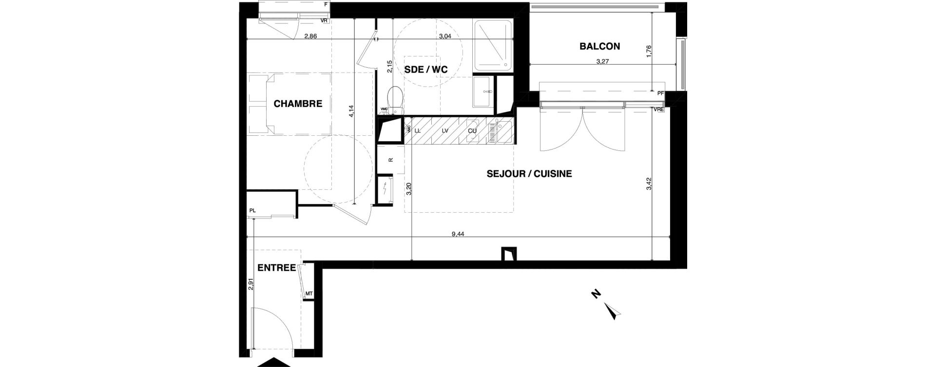 Appartement T2 de 45,10 m2 &agrave; Floirac La souys