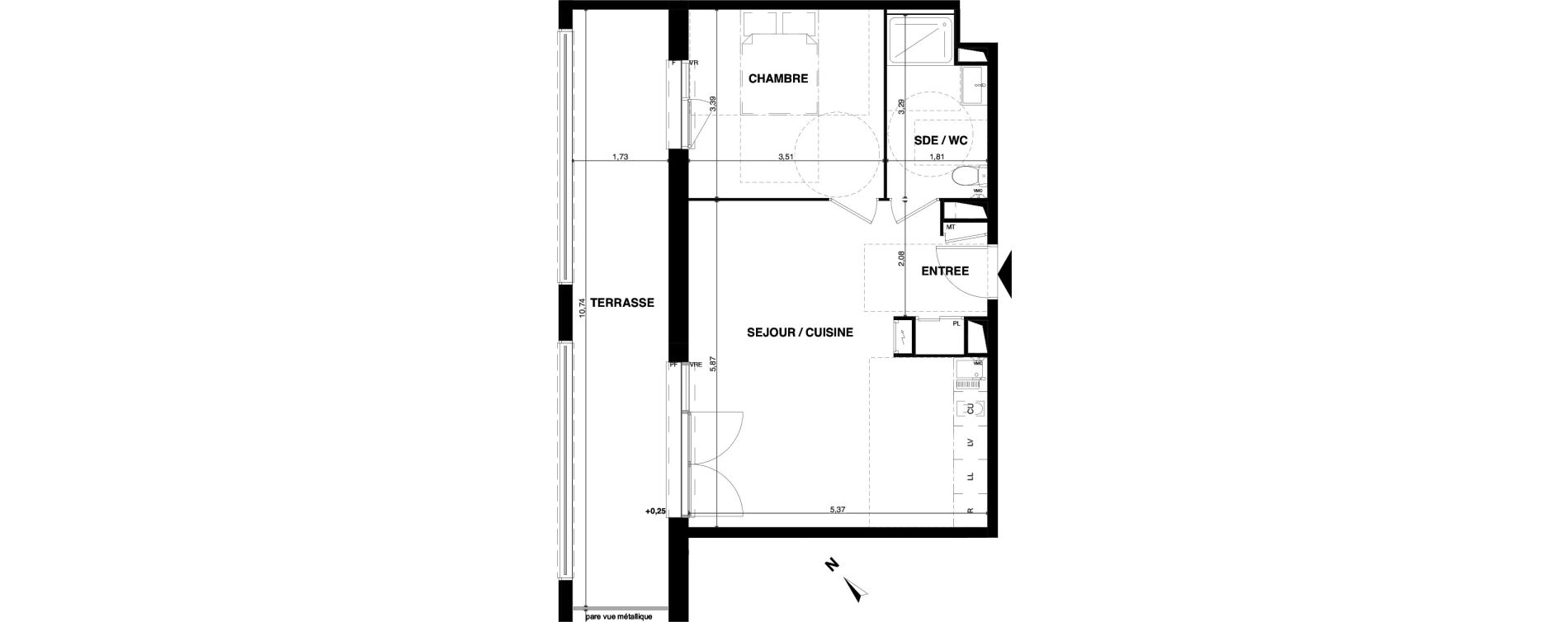 Appartement T2 de 47,67 m2 &agrave; Floirac La souys