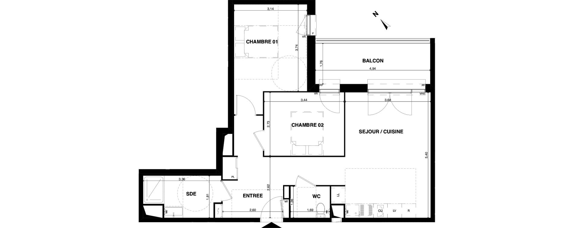 Appartement T3 de 62,51 m2 &agrave; Floirac La souys