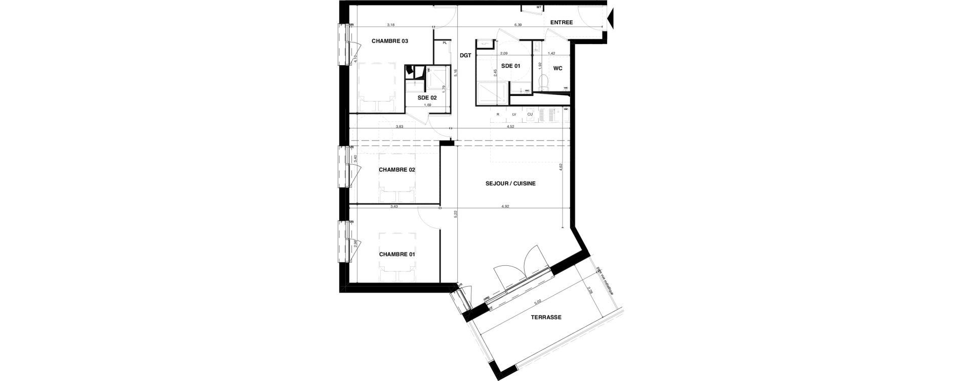 Appartement T4 de 87,02 m2 &agrave; Floirac La souys