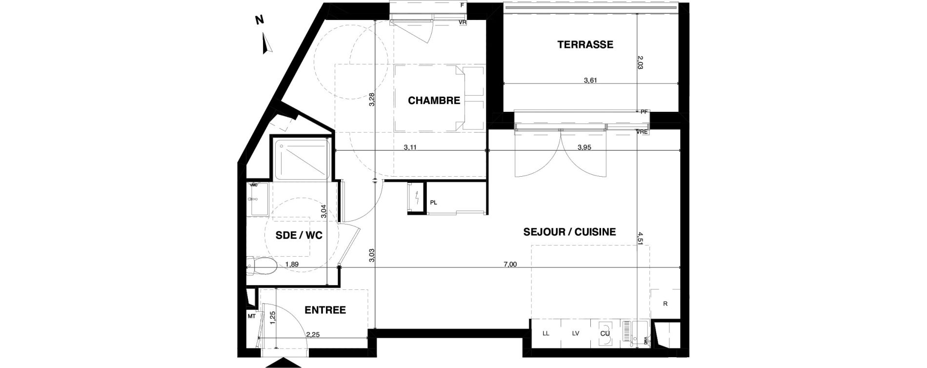 Appartement T2 de 45,16 m2 &agrave; Floirac La souys