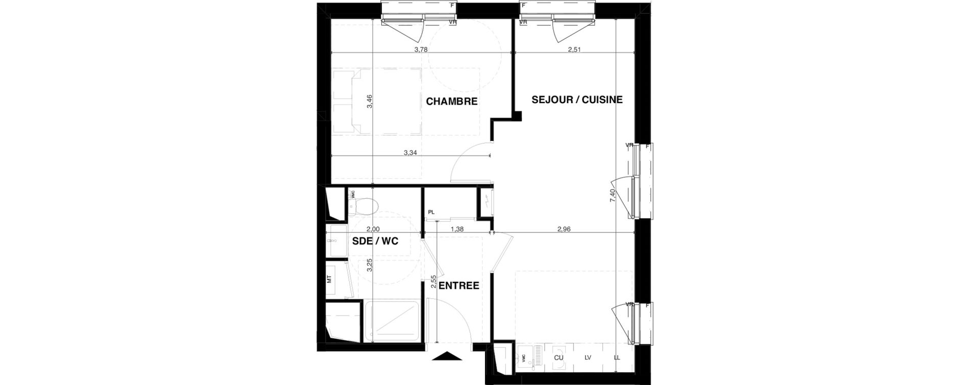 Appartement T2 de 42,73 m2 &agrave; Floirac La souys