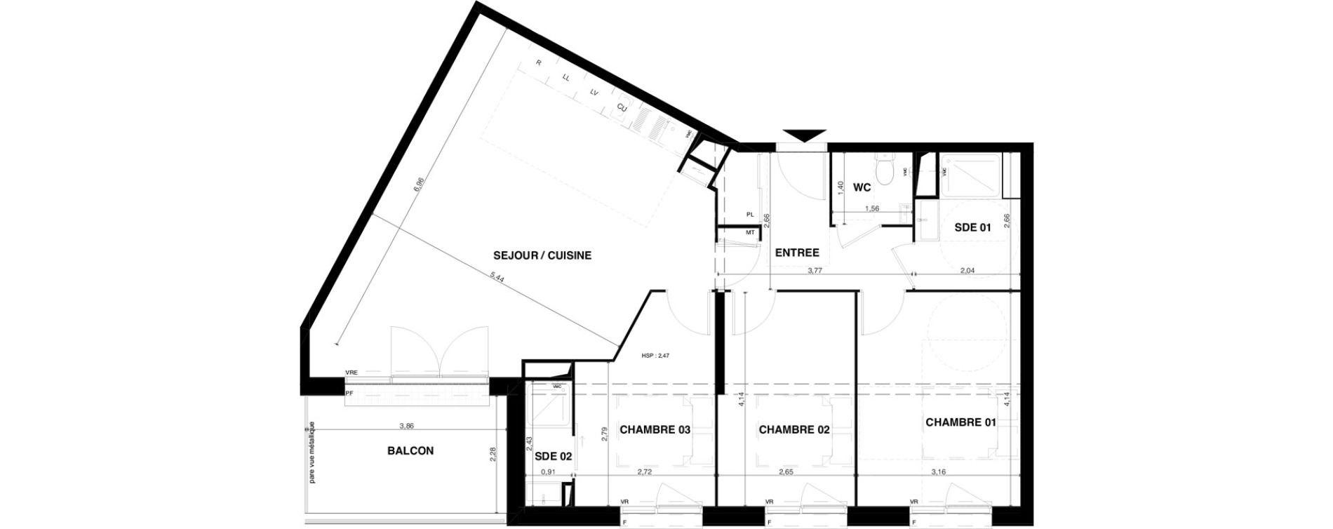 Appartement T4 de 85,44 m2 &agrave; Floirac La souys