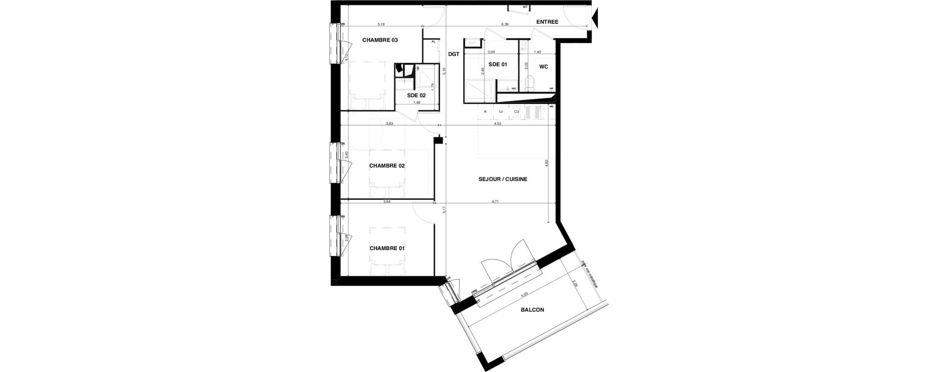 Appartement T4 de 87,19 m2 &agrave; Floirac La souys