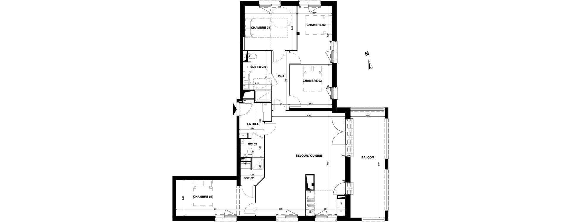 Appartement T5 de 110,05 m2 &agrave; Floirac La souys