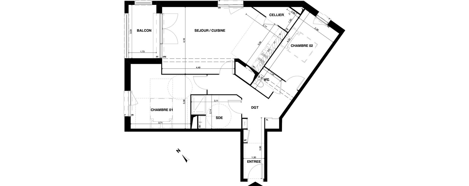Appartement T3 de 76,99 m2 &agrave; Floirac La souys