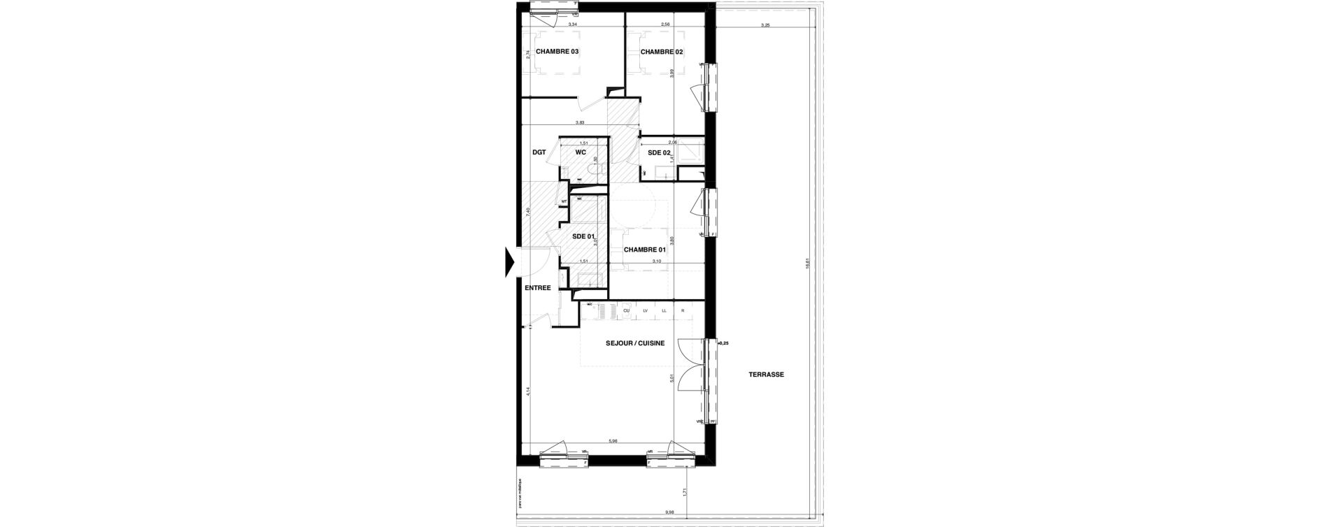 Appartement T4 de 81,58 m2 &agrave; Floirac La souys
