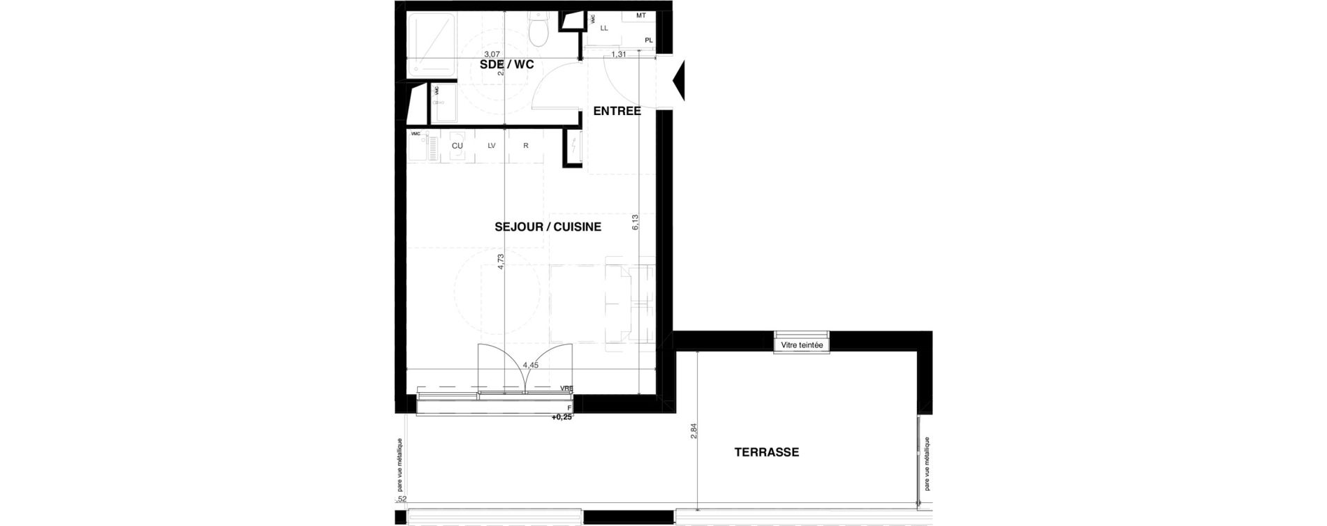 Appartement T1 de 29,20 m2 &agrave; Floirac La souys