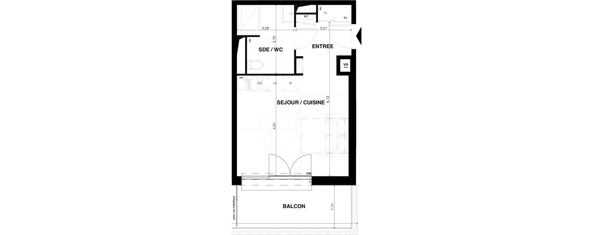 Appartement T1 de 28,38 m2 &agrave; Floirac La souys