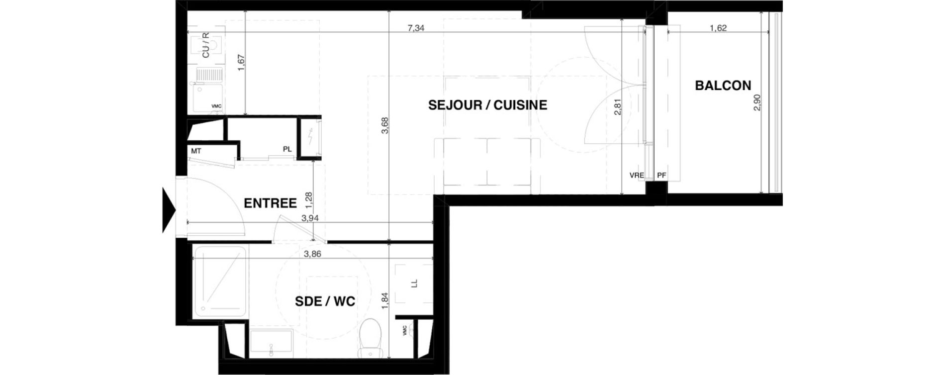 Appartement T1 de 29,53 m2 &agrave; Floirac La souys