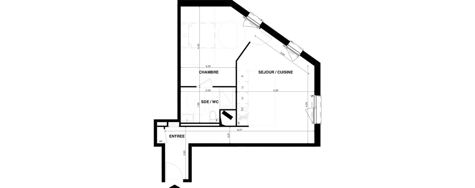 Appartement T2 de 49,87 m2 &agrave; Floirac La souys