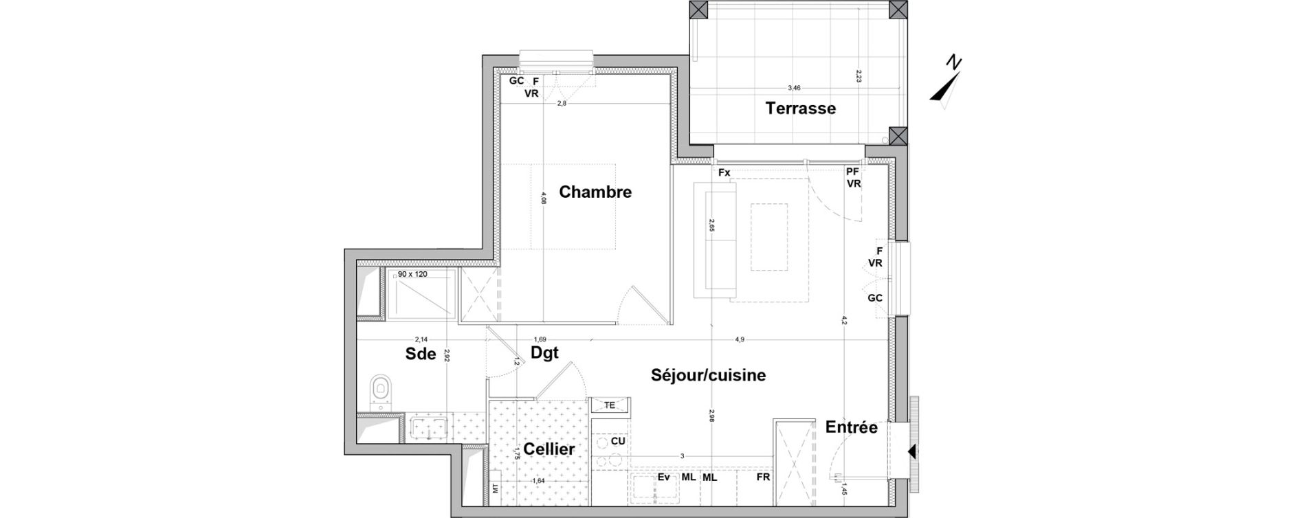 Appartement T2 de 45,65 m2 &agrave; Floirac La souys