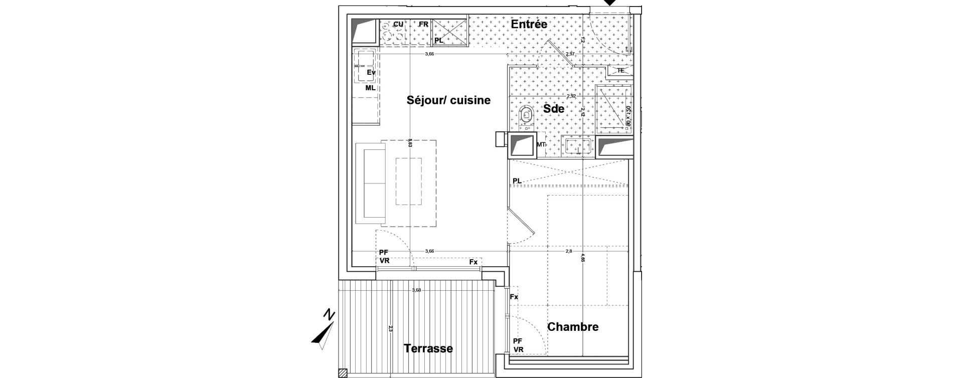 Appartement T2 de 42,65 m2 &agrave; Floirac La souys
