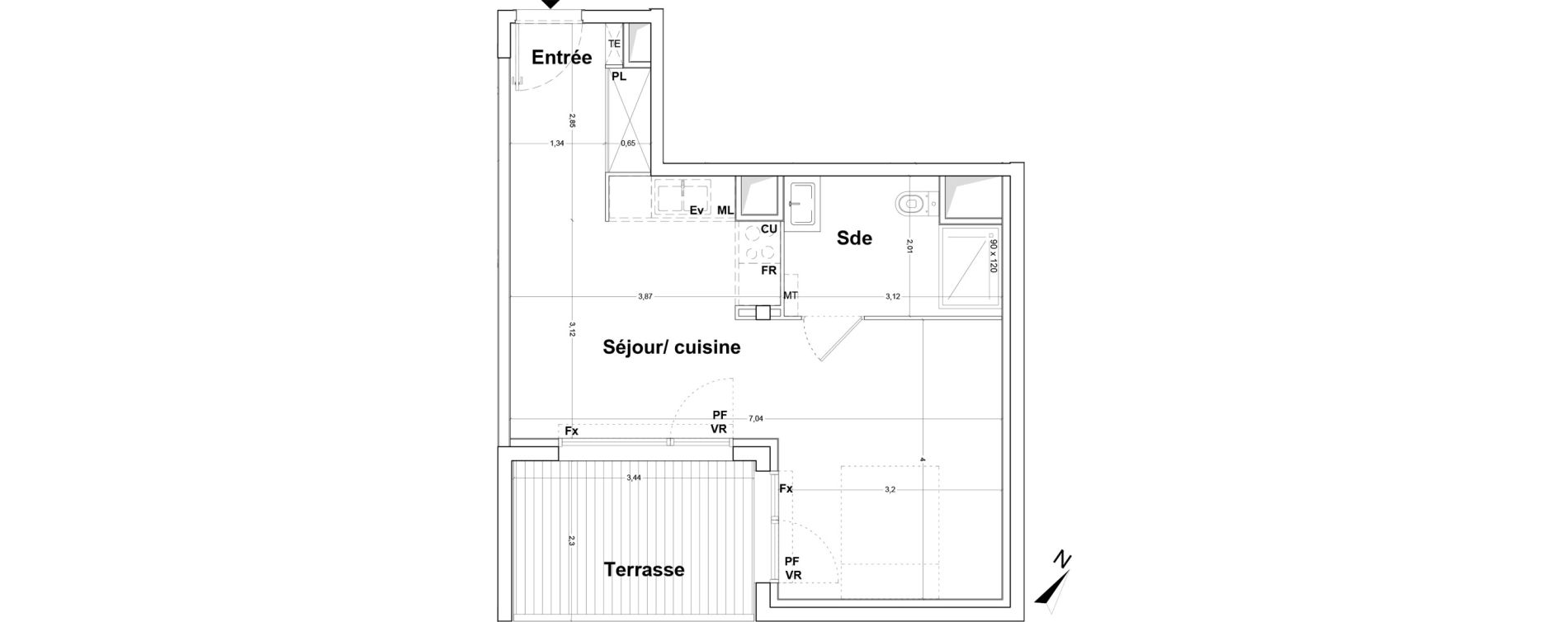 Appartement T1 de 36,31 m2 &agrave; Floirac La souys
