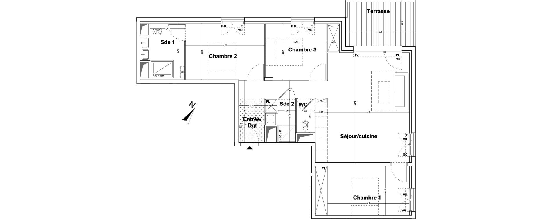 Appartement T4 de 76,70 m2 &agrave; Floirac La souys