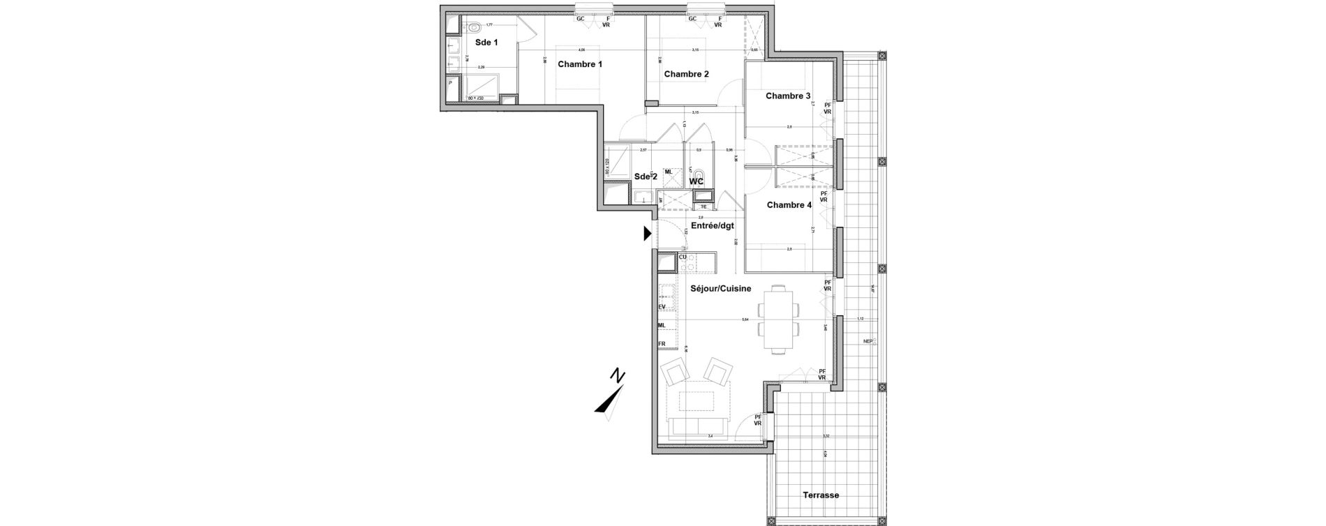 Appartement T5 de 90,48 m2 &agrave; Floirac La souys