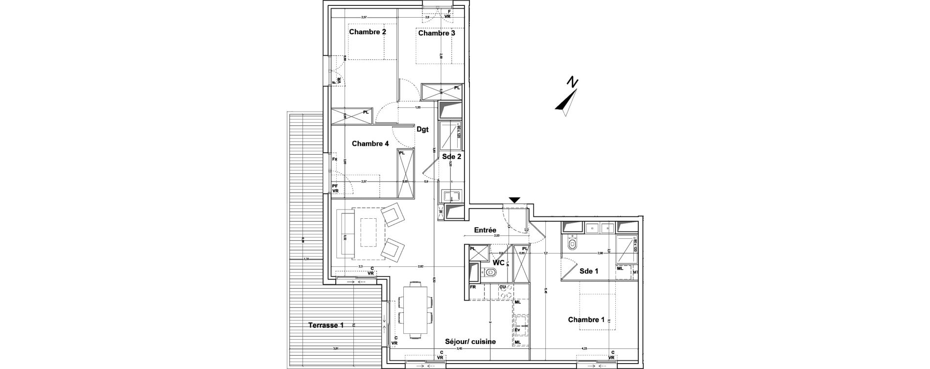 Appartement T5 de 97,52 m2 &agrave; Floirac La souys
