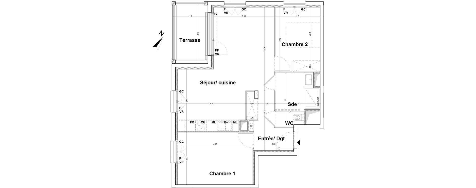 Appartement T3 de 59,53 m2 &agrave; Floirac La souys