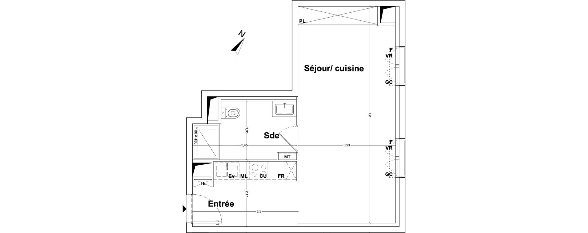 Appartement T1 de 35,99 m2 &agrave; Floirac La souys