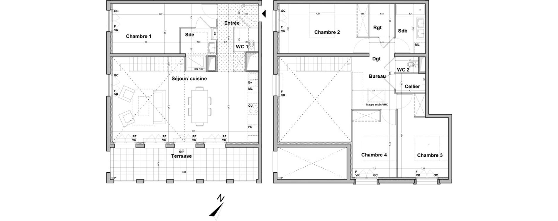 Duplex T5 de 114,10 m2 &agrave; Floirac La souys