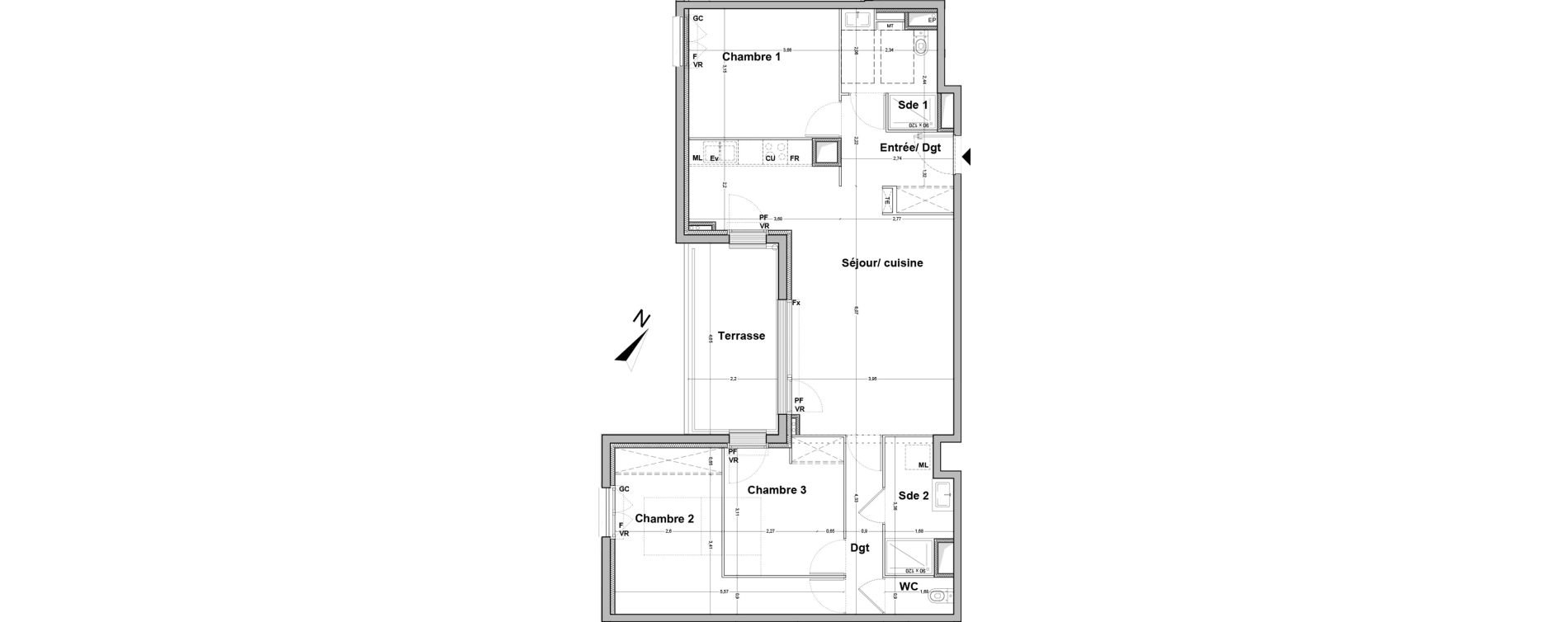Appartement T4 de 83,92 m2 &agrave; Floirac La souys