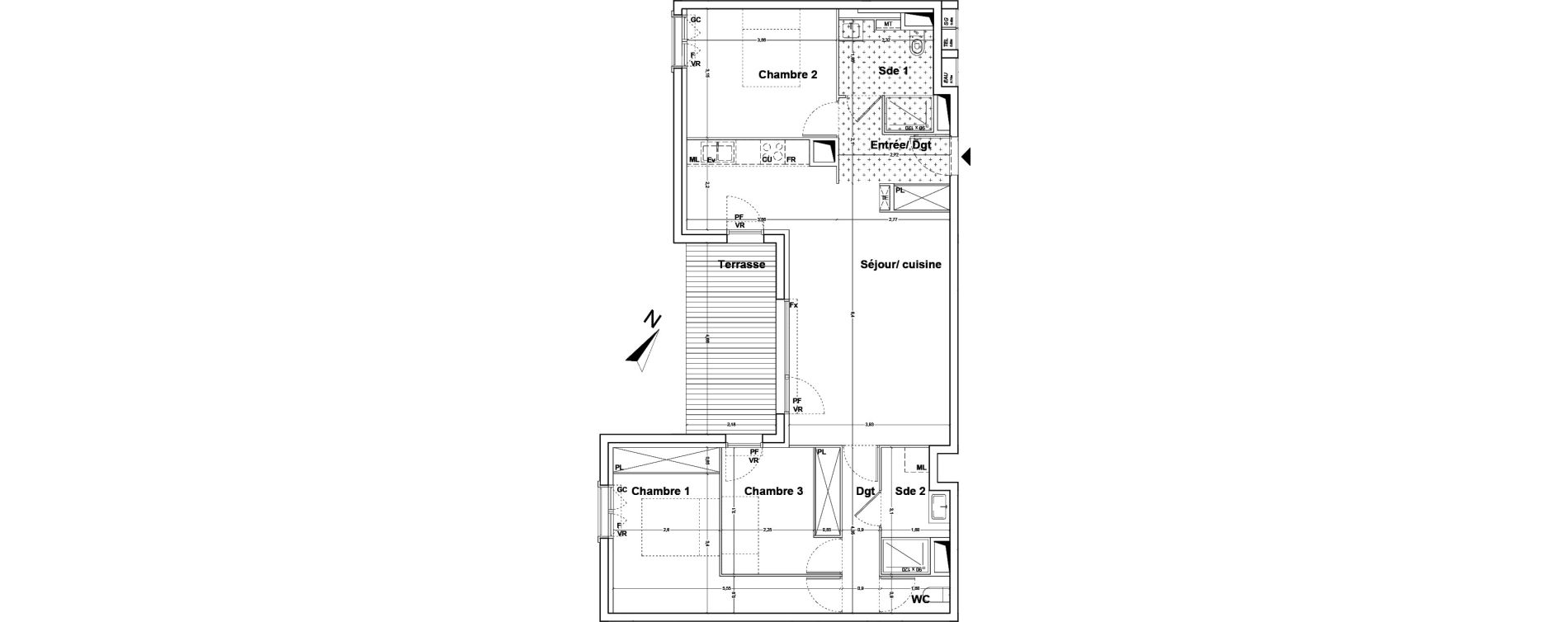 Appartement T4 de 83,62 m2 &agrave; Floirac La souys