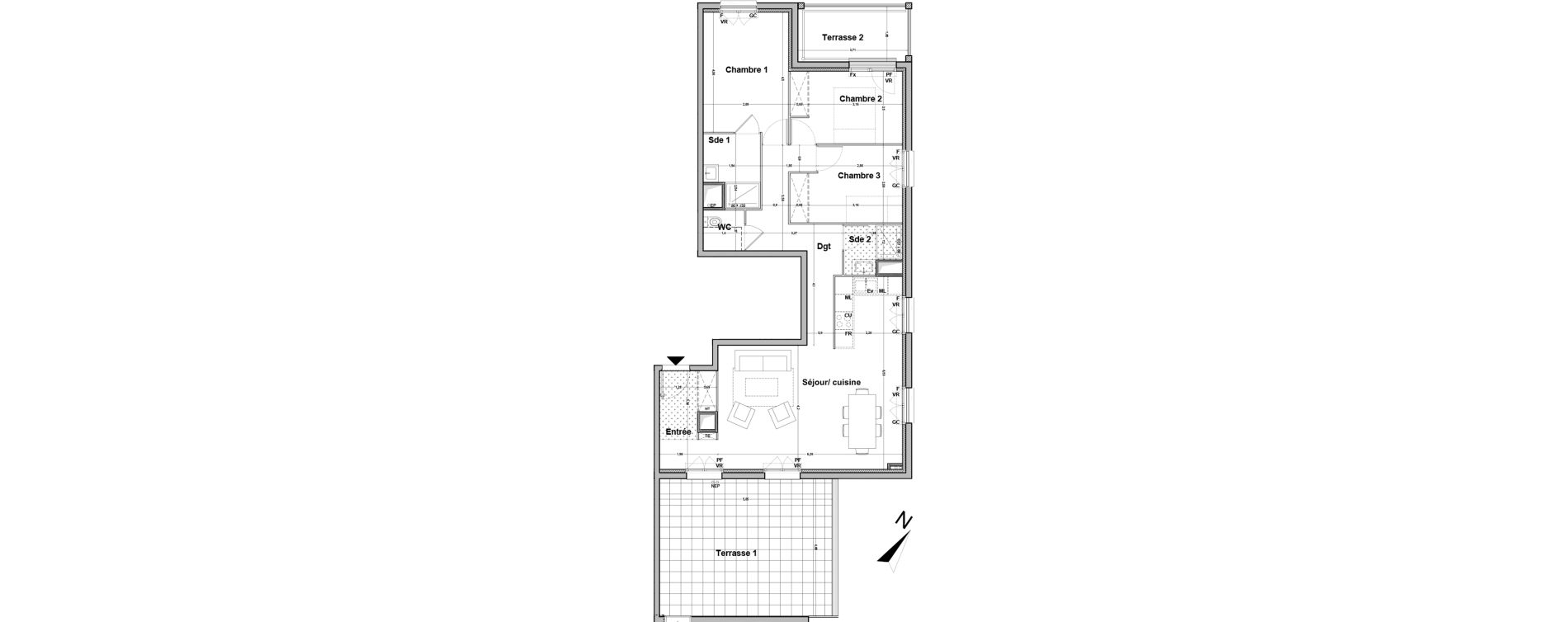 Appartement T4 de 86,57 m2 &agrave; Floirac La souys