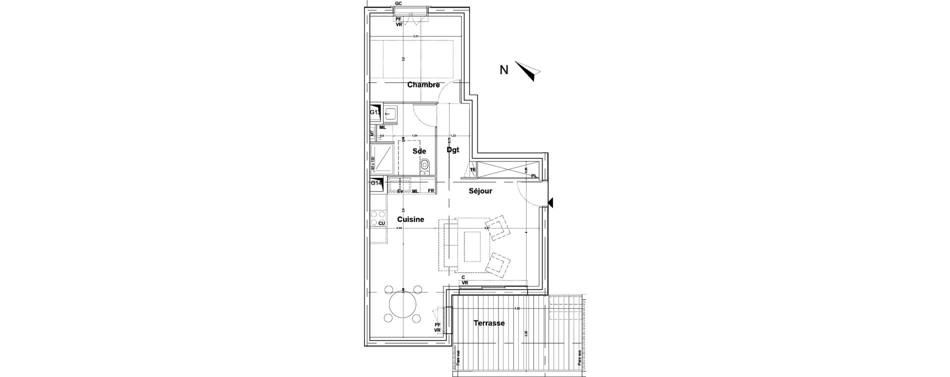 Appartement T2 de 51,84 m2 &agrave; Floirac La souys