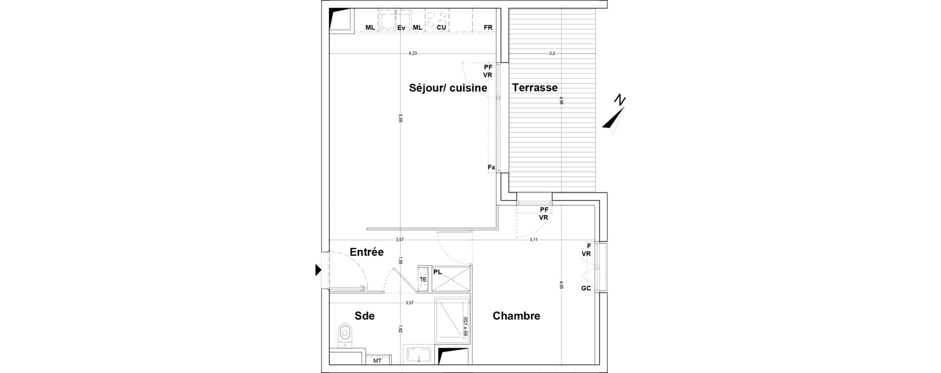 Appartement T2 de 46,90 m2 &agrave; Floirac La souys
