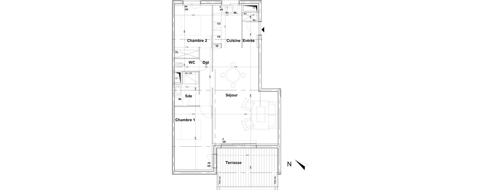 Appartement T3 de 69,24 m2 &agrave; Floirac La souys
