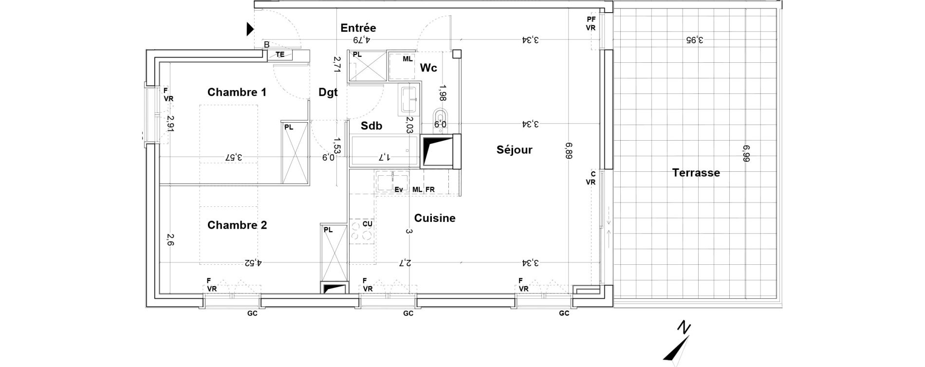 Appartement T3 de 67,22 m2 &agrave; Floirac La souys