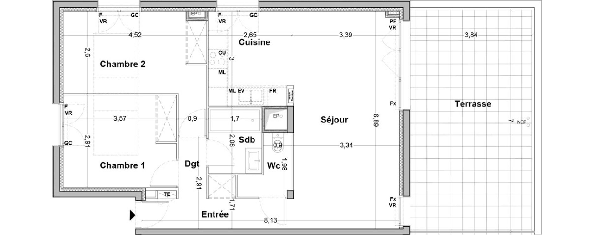 Appartement T3 de 66,96 m2 &agrave; Floirac La souys