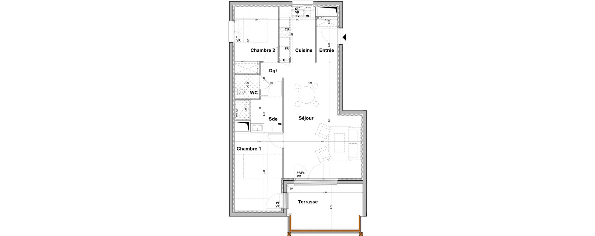 Appartement T3 de 67,97 m2 &agrave; Floirac La souys