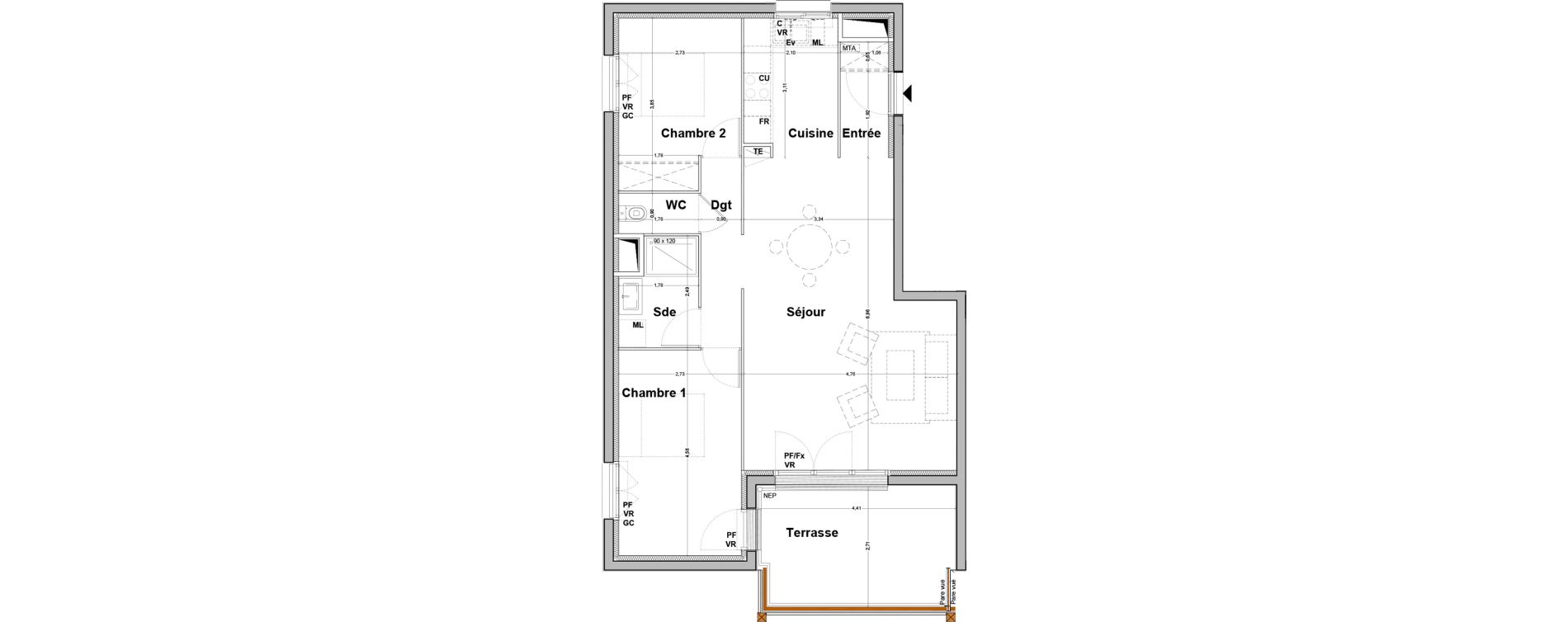 Appartement T3 de 69,23 m2 &agrave; Floirac La souys