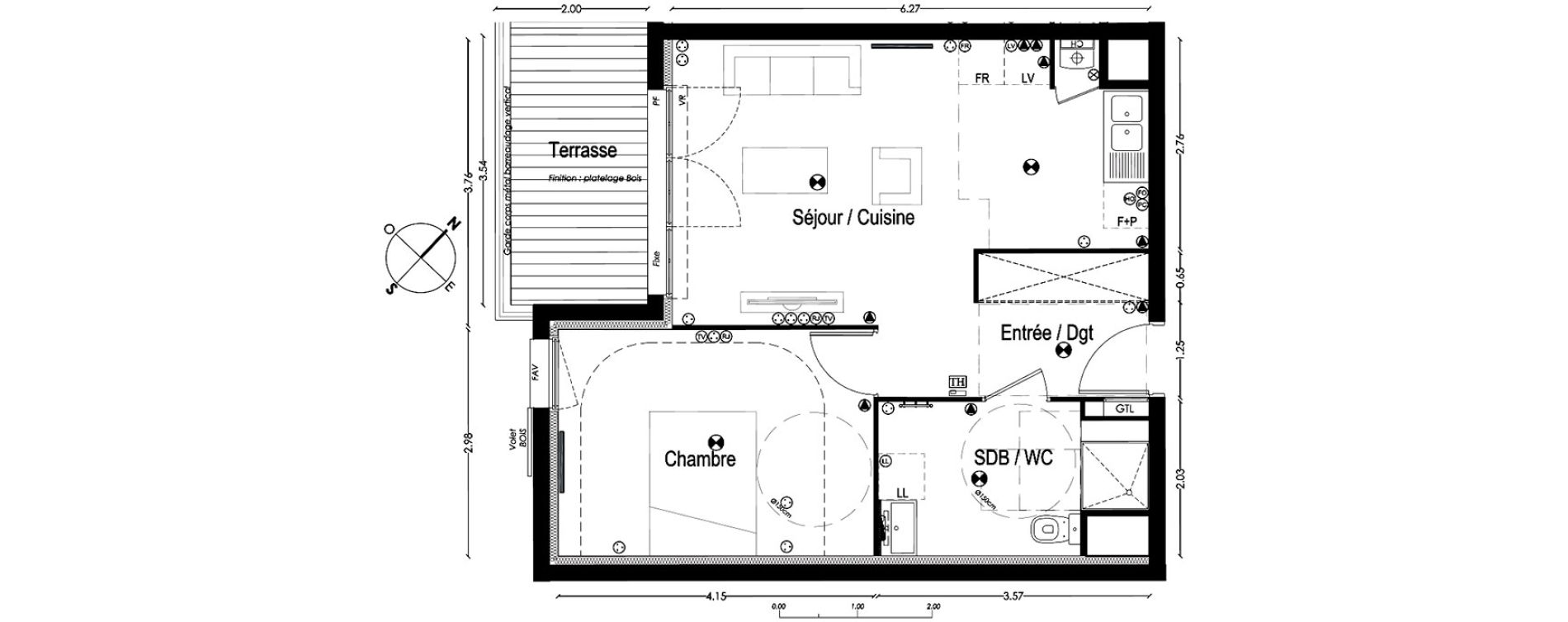 Appartement T2 de 45,11 m2 &agrave; Gradignan Centre