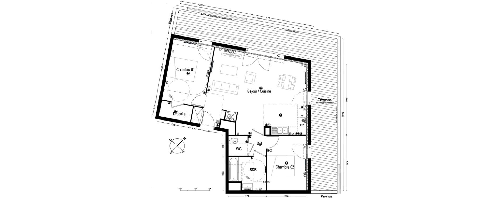 Appartement T3 de 69,17 m2 &agrave; Gradignan Centre