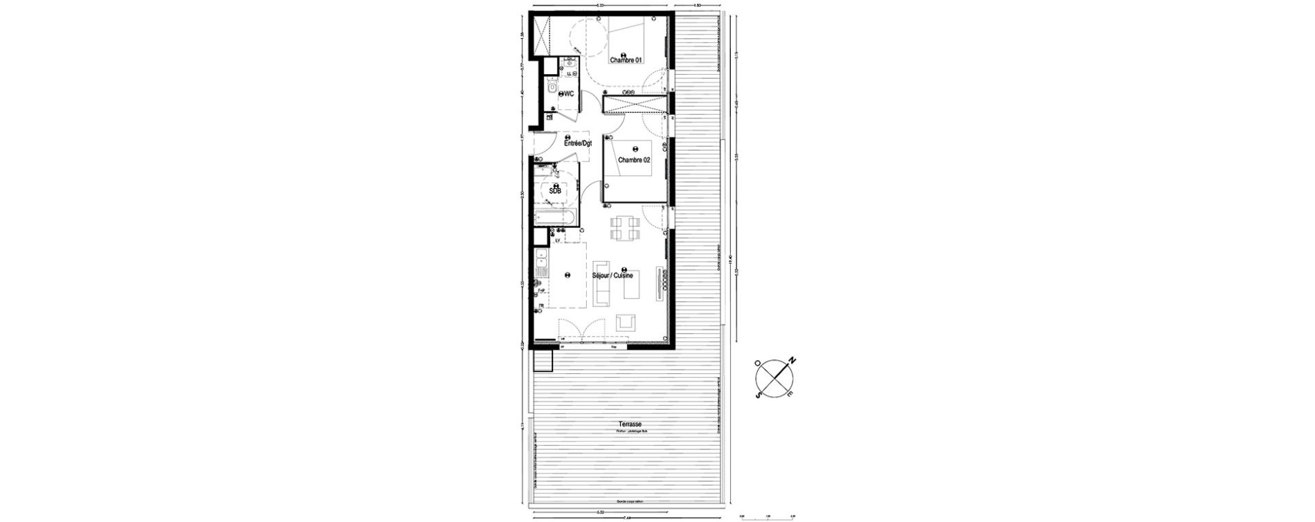 Appartement T3 de 65,63 m2 &agrave; Gradignan Centre